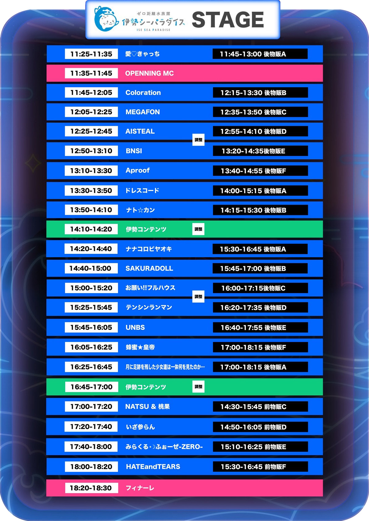 アイドルフェス1日のタイムテーブル